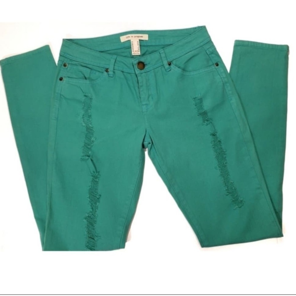 Seafoam Green Distressed Straight Leg Jeans Streetwear Women's Size 26